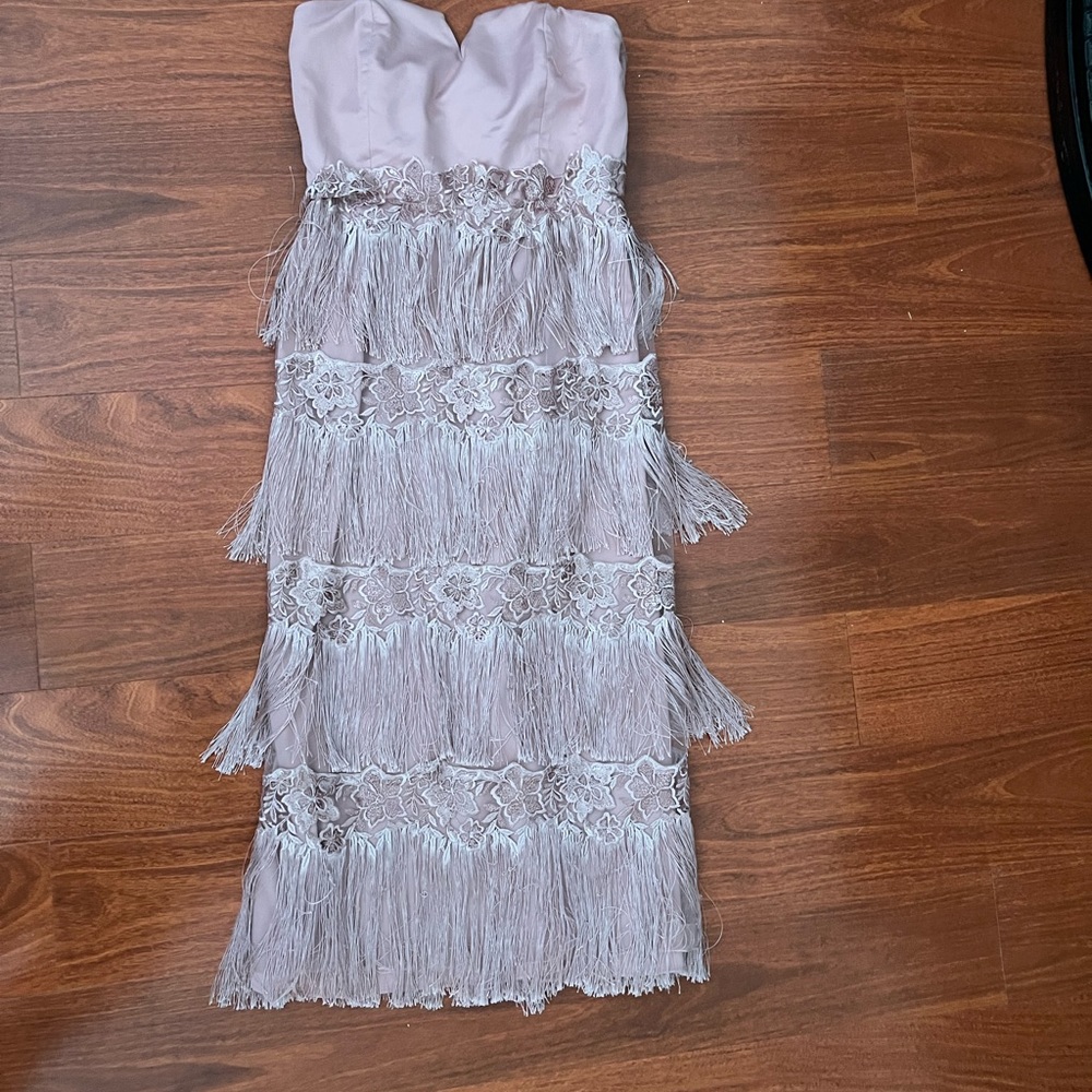 Blush pink fringe dress